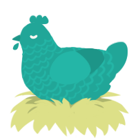 A turquoise chicken with a lace pattern