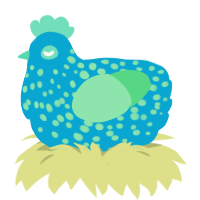 A cerulean and spring chicken with a speckle pattern