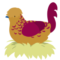 Sportsfan, a gold and maroon chicken with a half-lace pattern