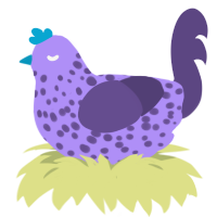 A lilac and overcast chicken with a speckle pattern