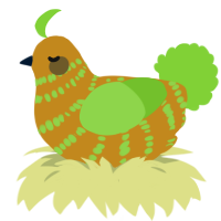 A ochre and grass chicken with a bar pattern