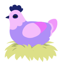 A lilac and lavender chicken with a head pattern