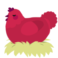A crimson chicken with a head pattern