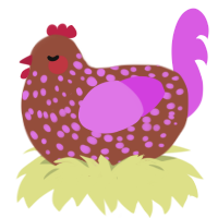 A russet and orchid chicken with a speckle pattern
