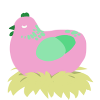 A pink and spring chicken with a neck-speckle pattern