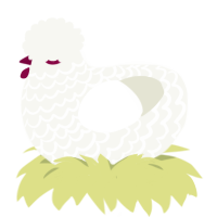 A white chicken with a lace pattern