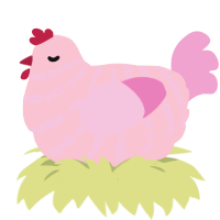 A rose and pink chicken with a bar pattern