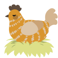 A orange and beige chicken with a bar pattern