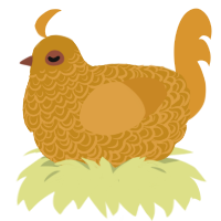 A ochre and orange chicken with a double-lace pattern