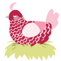 A crimson and rose chicken with a lace pattern