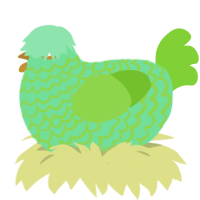 A spring and grass chicken with a lace pattern