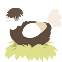 A bark and cream chicken with a head pattern