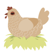 A beige chicken with a lace pattern