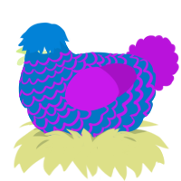 A sapphire and amethyst chicken with a lace pattern