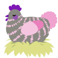 A ash and pink chicken with a bar pattern