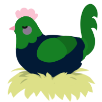 A tumblr and leaf chicken with a head pattern