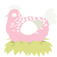 A rose and white chicken with a half-lace pattern