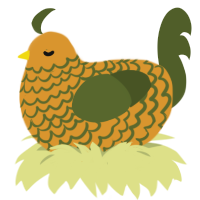 A orange and olive chicken with a lace pattern
