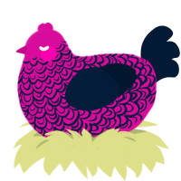 A fuchsia and tumblr chicken with a double-lace pattern