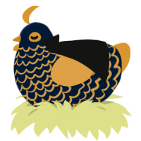 A tumblr and orange chicken with a lace pattern