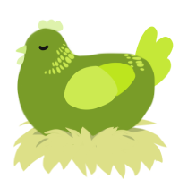 A chartreuse and lime chicken with a neck-band pattern