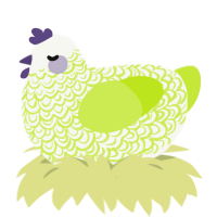 A white and lime chicken with a double-lace pattern