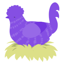 A blurple chicken with a bar pattern