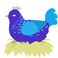 A indigo and sky chicken with a half-lace pattern