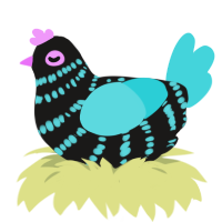 A sable and aqua chicken with a bar pattern