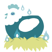 A sea and white chicken with a head pattern