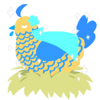 A honey and sapphire chicken with a lace pattern