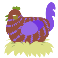 A russet and blurple chicken with a bar pattern