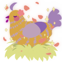 A honey and lilac chicken with a bar pattern