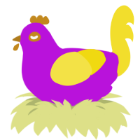 Leo, a amethyst and yellow chicken