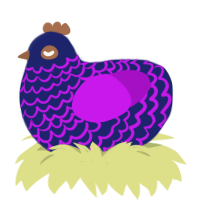 A navy and amethyst chicken with a lace pattern