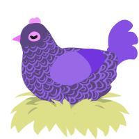 A overcast and blurple chicken with a double-lace pattern