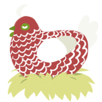 Crabapple, a red and white chicken with a lace pattern