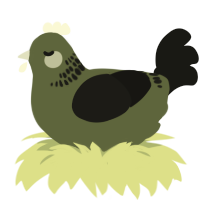 A olive and black chicken with a neck-band pattern