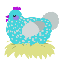 A aqua and silver chicken with a speckle pattern