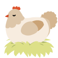 A cream and beige chicken with a head pattern