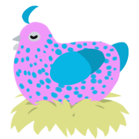 A lavender and cerulean chicken with a speckle pattern