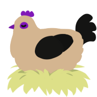 A beige and black chicken