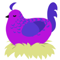 A amethyst and indigo chicken with a half-lace pattern