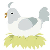A white and silver chicken with a head pattern