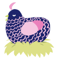 A navy and pink chicken with a lace pattern