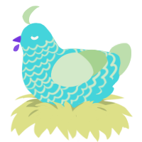 A aqua and gluppy chicken with a lace pattern