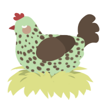 A gluppy and bark chicken with a speckle pattern