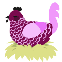 A wine and lavender chicken with a lace pattern