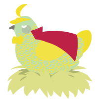 Magic man, a gluppy and yellow chicken with a double-lace pattern