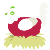 Mistletoe, a crimson and white chicken with a head pattern